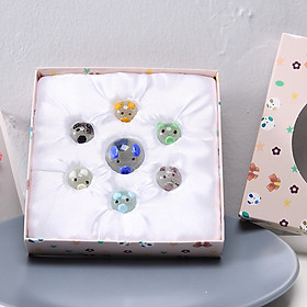 Tượng trang trí pha lê hộp giấy hình con heo set7 - Combo hộp 7 món