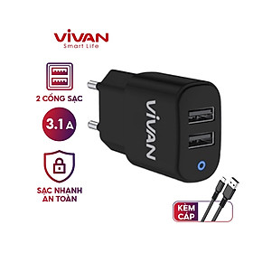 Mua Cốc Sạc 2 cổng USB Kèm Cáp Micro VIVAN  VP01 - HÀNG CHÍNH HÃNG