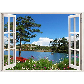 Tranh dán tường cửa sổ 3D cảnh đẹp thiên nhiên 0187