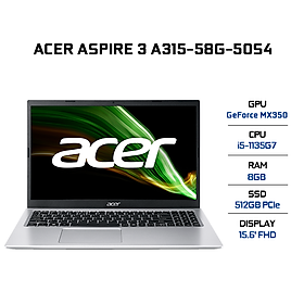 Mua Laptop Acer Aspire 3 A315-58G-50S4 (Core i5-1135G7/ 8GB DDR4/ 512GB SSD/ MX350 2GB/ 15.6 FHD/ Win 11) - Hàng Chính Hãng