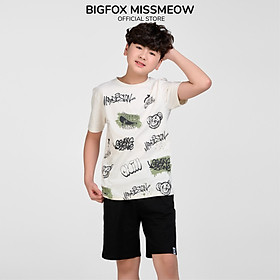 Bộ cộc tay bé trai size đại Bigfox Miss Meow chất cotton mùa hè in đẹp 12,13,14,15 tuổi 40kg 50kg