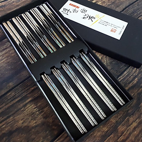 Mua Đũa Inox Chống Trơn Đặc Ruột Hàng Nhật Bản (5 Đôi) + Tặng hồng trà sữa (Cafe) Maccaca 20g