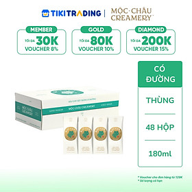 Thùng 48 hộp sữa tươi tiệt trùng có đường Mộc Châu Creamery 180ml