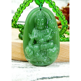 Mặt Dây Chuyền Phật Bản Mệnh  Kim Tiền Jewelry Đá Agat Xanh Lá  Thiên Nhiên - Phù Hộ Độ Trì - Tặng Kèm Dây Đeo
