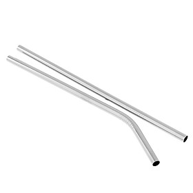 2pcs Stainless Steel Drinking Straw Sucker Straight Bent Set for Party Tumbler Glasses Tea Cup
