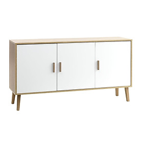 Tủ chén đĩa JYSK Gammelgab gỗ công nghiệp trắng/chân sồi 155x84x42cm