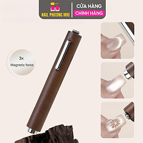 Nam Châm Siêu Từ Tính 3 Trong 1 Vẽ Móng Mắt Mèo, Nam Châm 3in1 Cán Gỗ Nhiều Đầu Dày Hình Trụ Đẩy Sáng 2 Bên, Đẩy Chéo, Tạo Hình Hoa Cúc Làm Nail