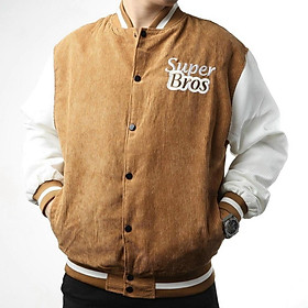 Hình ảnh Áo Varsity Jacket áo bomber SUPER BROS chất nhung tăm 2 lớp nỉ nam nữ khoác ngoài dày dặn form rộng unisex