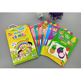 Sách - Combo 8 cuốn Bé tô màu nhiều chủ đề song ngữ Việt Anh cho trẻ từ 3-4 tuổi