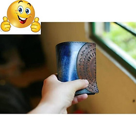 VÍ RAM TRỐNG ĐỒNG XANH DƯƠNG DÁNG ĐỨNG (DA BÒ THUỘC THẢO MỘC) – MỆNH THỦY VÀ MỆNH MỘC - HÀNG CHÍNH HÃNG