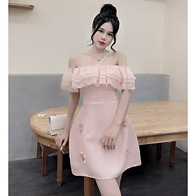 Đầm Thiết Kế Trễ Vai MAY TaA17 Chất Liệu Dạ Phối Tơ - Đầm Dự Tiệc Trẻ Trung Chuẩn MAY