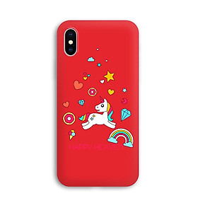 Ốp lưng dẻo cho điện thoại Iphone X / XS - 0551 HAPPY03 - Họa tiết in nổi - Màu Đỏ - Hàng Chính Hãng