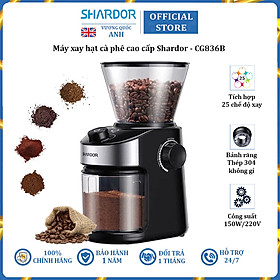Máy xay hạt cà phê cao cấp thương hiệu Shardor CG836B công suất 150W tích hợp 25 chế độ xay - Hàng Chính Hãng