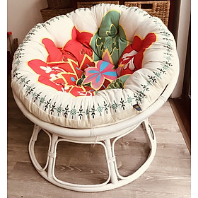 Mua Ghế lười mây thật Tundo papasan cao cấp nệm hoa văn Indochine 1m