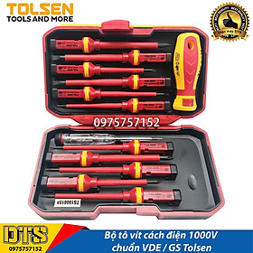 Mua Bộ tô vít cách điện VDE GS 1000V Tolsen 13 chi tiết tuốc nơ vít dẹp bake  tô vít thử điện – Tiêu chuẩn xuất khẩu Châu Âu