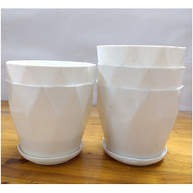 5 Chậu Nhựa Tròn Cạnh 155x130 Có Kèm Đĩa Lót