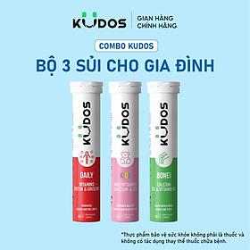 Combo 3 TPBVSK Viên sủi KUDOS KIDS + Viên Sủi KUDOS BONE + Viên Sủi KUDOS DAILY (20 viên/tuýp)