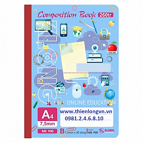 Sổ may dán gáy A4 - 260 trang; Klong 930 - Mẫu 2