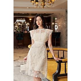 D00468 - Đầm thiết kế ren thêu hoa cao cấp sang trọng hàng công sở Miu Store