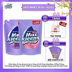 Combo 2 Túi Nước Giặt Xả Maxkleen: 1 Hương Nước Hoa Huyền Diệu (2.4kg) + 1 Hương Hoa Nắng (2.4kg)