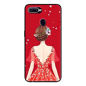 Ốp Lưng in cho Oppo A7 Mẫu Cô Gái Váy Đỏ - Hàng Chính Hãng