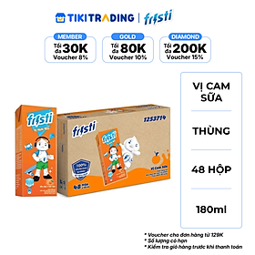 Thùng 48 Hộp Thức Uống Từ Sữa Chua Lên Men Tự Nhiên Fristi Vị Cam Sữa 180ml (48x180ml)