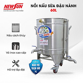 Nồi nấu sữa đậu nành công nghiệp 60L - Nấu sữa thơm, không bị đóng cặn