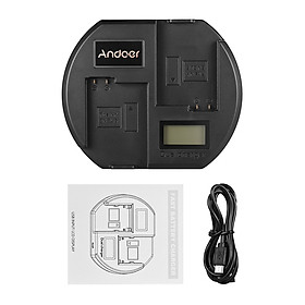 Ổ Sạc Nhanh Andoer Màn Hình LCD Đầu Cắm USB Cho Pin Nikon EN-EL15 (2 Khe) - Đen