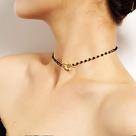 Vòng cổ choker hạt đen vòng mở độc đáo