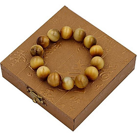 Chuỗi đá đeo tay đá mắt hổ vàng 14 ly - Vòng chuỗi đeo tay đá phong thủy