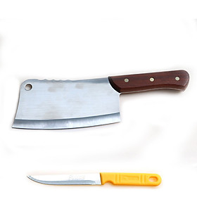 Dao chặt xương inox cán gỗ cực bén cao cấp DX02 tặng dao gọt trái cây – Gia dụng bếp