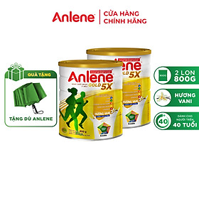 Combo 2 Sữa Bột Anlene Gold 5X Hương Vanilla (Hộp Thiếc 800g) tặng dù Anlene