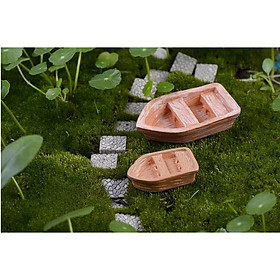 Mô hình xuồng gỗ trang trí tiểu cảnh, terrarium quà tặng trang trí