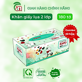 Combo 10 Hộp khăn giấy lụa - khăn giấy lau mặt cao cấp, mịn, không bụi PONYO 2 lớp 180 tờ - Thiên An Nam paper