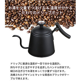 Mua Ấm cổ ngỗng dùng cho bếp từ kèm nhiệt kế Pearl Metal Drip Pot 1.1L hàng nội địa Nhật Bản  nhập khẩu chính hãng