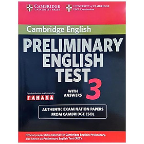 Cambridge Preliminary English Test 3 Student's Book with Answers Reprint Edition