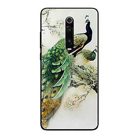 Ốp Lưng in cho Xiaomi Redmi K20 Pro Mẫu Chim Công Hoa Trắng - Hàng Chính Hãng
