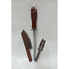 Mua COMBO 1 LIẾC DAO LƯỠI TRÒN CÁN GỖ CAO CẤP+ 1 DAO INOX CÁN GỖ SẮC THỊT RAU CỦ+ 1 DAO BÀO INOX ĐA NĂNG.