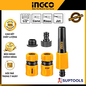 Mua Bộ 5 đầu nối nhanh máy xịt rửa  tưới cây INGCO HHCS05122 kết nối với ống nhựa dẻo PVC phi 16mm  18mm