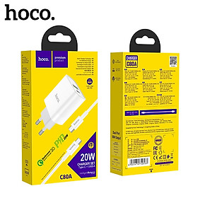 Mua Bộ Củ Sạc Hoco. C80A Kèm Cáp Sạc Type-C to Type-C sạc nhanh PD20W QC3.0 dành cho điện thoại và máy tính bảng