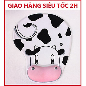 Lót Chuột Tròn Có Kê Tay Chống Chai Họa Tiết Dễ Thương 18 x 23 cm