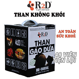 Mua Than gáo dừa không khói chính hãng R2D hộp 4 KG than nướng BBQ an toàn cho sức khoẻ gia đình bạn