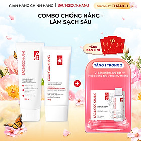 Bộ đôi giúp làm sạch và bảo vệ da Sắc Ngọc Khang: Sữa rửa mặt 100g + Kem chống nắng 50g