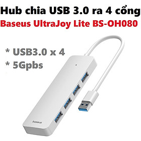 Hub Usb bộ chia USB3.0 ra 4 cổng Baseus UltraJoy Lite BS-OH080 _ Hàng chính hãng