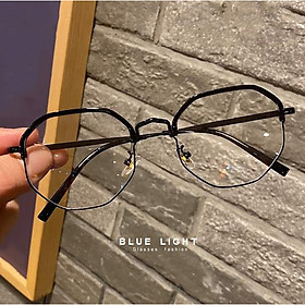 Kính Giả Cận, Gọng Kính Cận Nam Nữ Mắt Vuông Đa Giác Full Đen Hàn Quốc - BLUE LIGHT SHOP