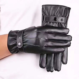 Hình ảnh Găng tay da nam mùa đông giữ ấm lót nỉ bên trong chống lạnh thiết kế cao cấp chống nước