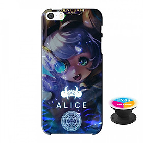 Ốp lưng nhựa dẻo dành cho iPhone 5S tặng popsocket in logo iCase - in hình Alice