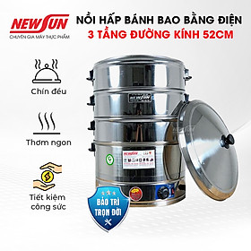 Mua Nồi hấp bánh bao 3 tầng dùng điện 40-47-52cm - Nồi hấp đa năng NEWSUN - Hàng chính hãng