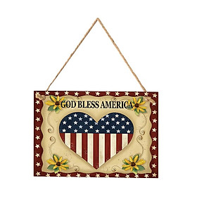 Rectangle Hanging Wooden Plaque Sign Independence Day Party Wall Door Decor