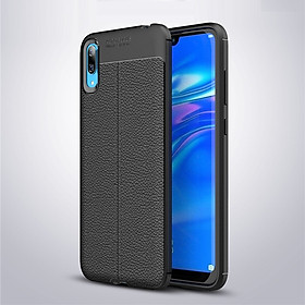 Ốp lưng Silicon Auto Focus giả da, chống sốc dành cho Huawei Y7 Pro 2019 - Hàng Chính Hãng